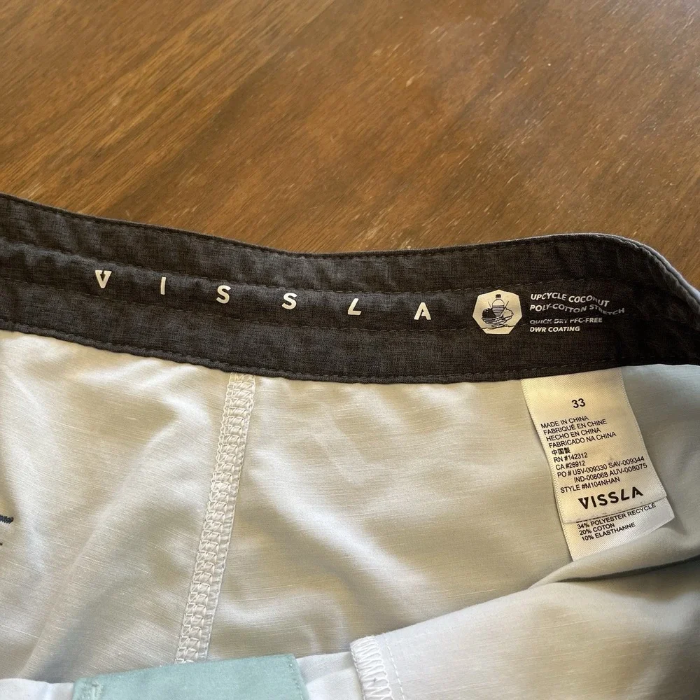 Vissla Board Shorts Mens 33 Seafoam Green Upcycle Coconut Drawstring Swim Trunks